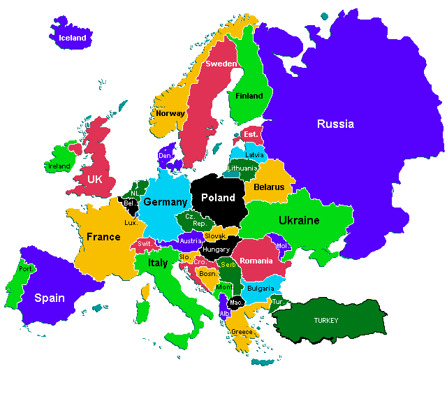 mapa europa fisico. Mapa da Europa (Atual)